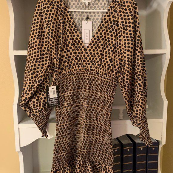 NWT Rhode Resort Anya Shirred Polka-Dot Dress - Picture 6 of 8